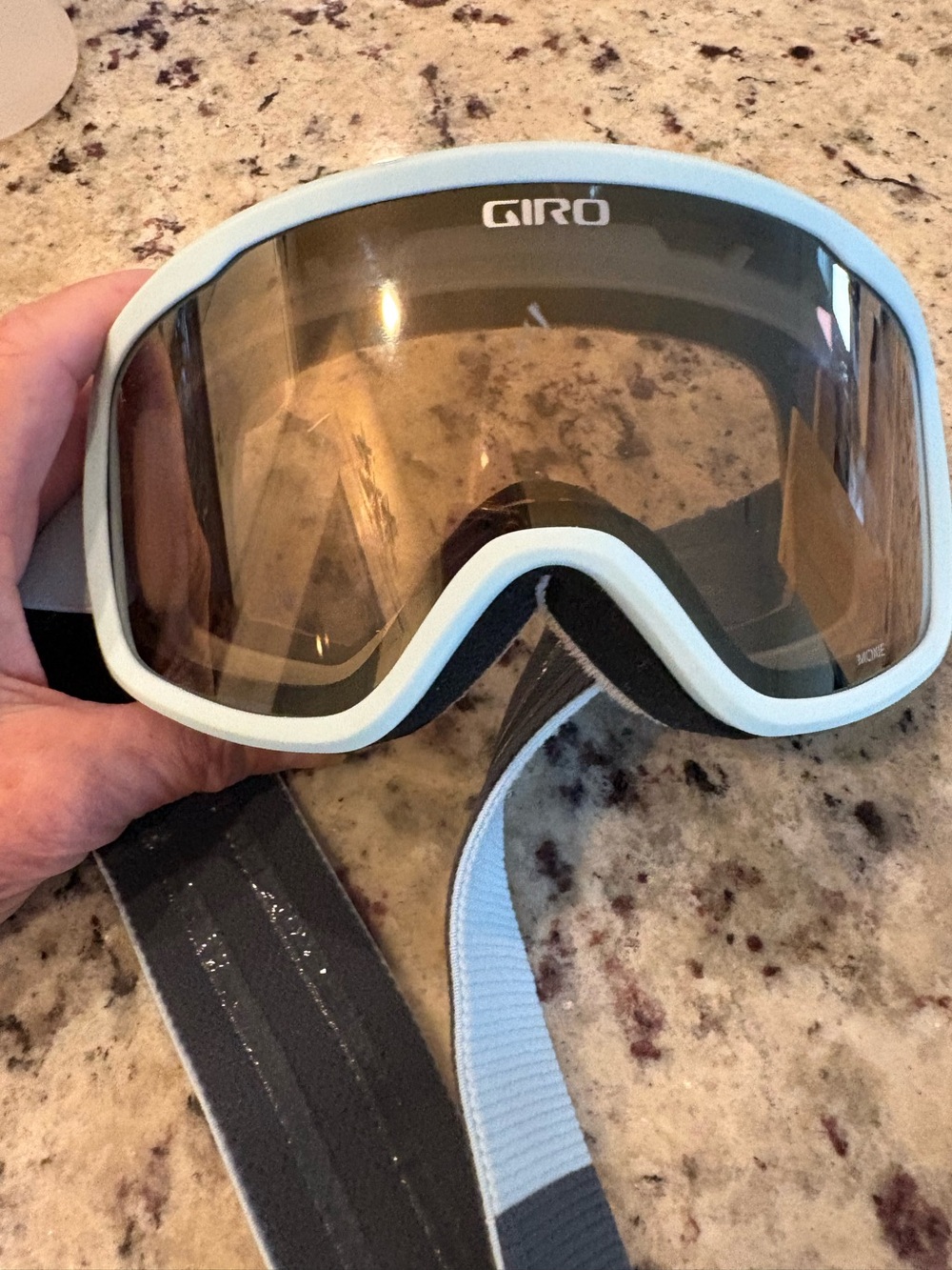 Giro Light Blue Ski Goggles with Tinted Amber Lens